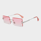 Fashion Rimless  Women Trendy Small Rectangle Sunglasses With High Quality metal frame And UV400 Protection - SJB-DIAMOND ELITES