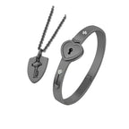 Fashion Concentric Lock Key Titanium Steel Stainless Steel Luxury Jewelry Bracelet and Necklace Couple Sets For Women - SJB-DIAMOND ELITES