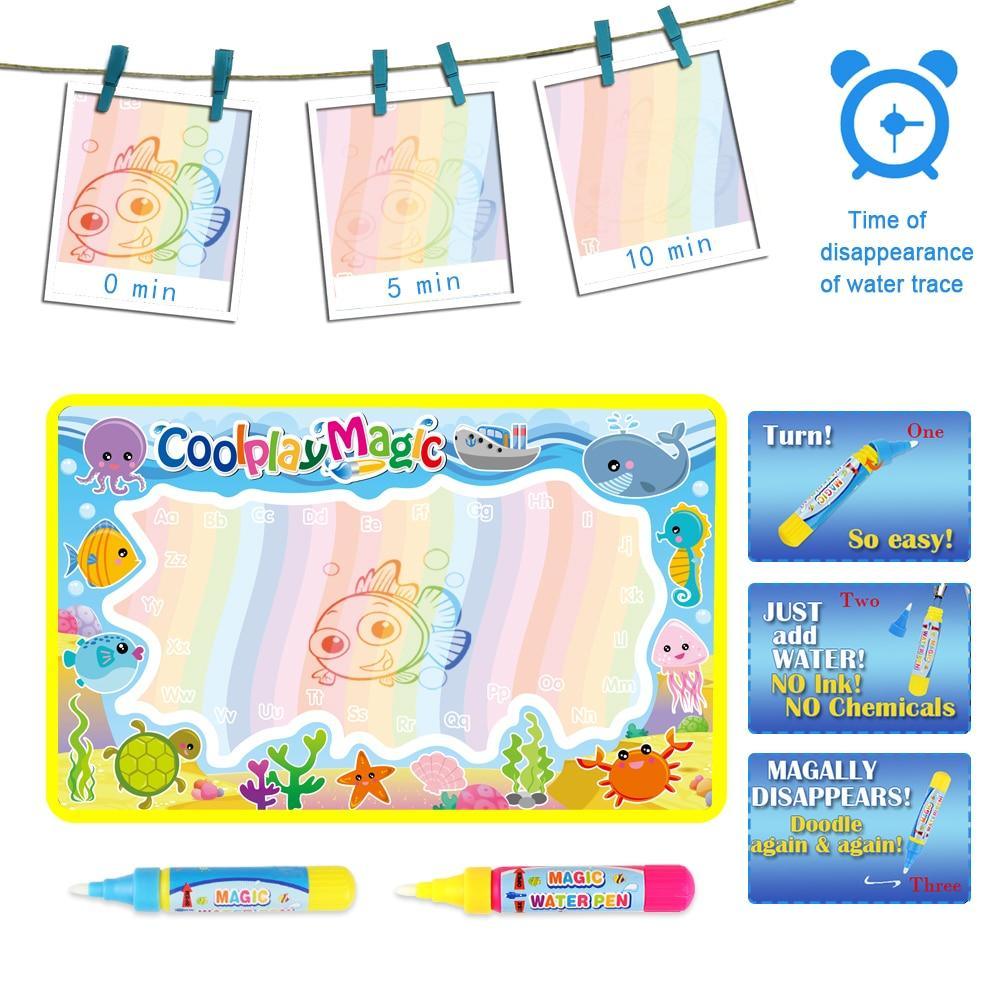 Magic Water Painting Drawing Mat & 2 Pens Doodle Board Coloring Books for Kids Children Educational Toys - SJB-DIAMOND ELITES