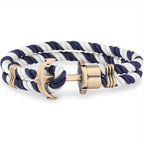 Men Modern Anchor Bracelet Luxury Made Of Elegant Nylon In Luxury Navy Blue-White Anchor Made Of Brass Great Jewelry - SJB-DIAMOND ELITES