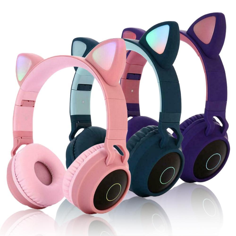 KIds Luxury Interesting Stevvex Portable Headset Wireless Bluetooth folding Headphones Headset Audio Adjustable Game Earphones With Microphone For PC phone (Pink) - SJB-DIAMOND ELITES
