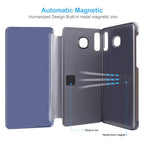 Smart Flip Phone Case For iPhone X XR XS 5 5S SE 7 8 6 6S Plus 11 12 13 Mini Pro Max 2020 Mirror Window Standing Holder Cover  Mirror Screen Smart Plating Case 360 Full Body Ultra Thin Intelligent Protective Case Stevvex
