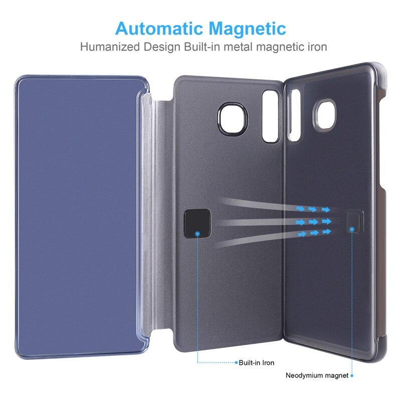 Smart Flip Phone Case For iPhone X XR XS 5 5S SE 7 8 6 6S Plus 11 12 13 Mini Pro Max 2020 Mirror Window Standing Holder Cover  Mirror Screen Smart Plating Case 360 Full Body Ultra Thin Intelligent Protective Case Stevvex