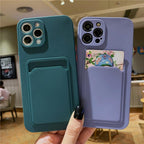 Luxury Silicone Phone Case for iphone 13 Pro Max 12 11 X XS XR Card Holder Wallet Soft Cover Cute Back Storage Stylish Silicone Case Smartphone Case Stevvex