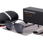 BARCUR Polarized Men’s Sunglasses – Fashionable Square Stainless Steel Frame UV400 Protection Anti-Reflective Outdoor Sports & Driving Eyewear – Original Design Casual Style with Premium Polycarbonate Lenses