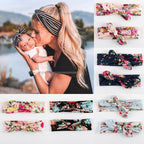 Modern  Mother & Baby Headbands Kids Girl Bow With Rabbit ear Print Floral Hair Bands Parent-Child Hair Accessories