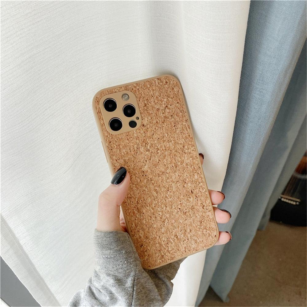 Simple Wood Compress Sawdust Phone Case For iPhone 14 13 Pro Max 12 11 X XR XS 6 7 8 Plus Solid Shockproof Breathable Cover Ultra Thin Full Body Dustproof Anti Fingerprint Scratch-Resistant Case iPhone Stevvex