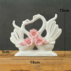 2PCS Swan Statue Pretty Creative Swan Sculpture Figurines Ceramic Crafts Art Home Decoration Accessories1 Pair Wedding Gift Lootquake LLC