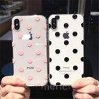 Transparent  Phone Case For iPhone 13 12 11 14 Pro Little Dots Love Heart Clear Back Cover Vintage Women Girls Soft Anti-Scratch Protective Cases for iPhone