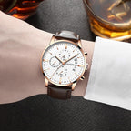 Watches men Fashion Sport Stainless Steel Case Leather Band watch Quartz Business Wristwatch For Men's and Boys - SJB-DIAMOND ELITES