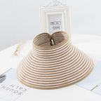 New Women Summer Visors Hat Foldable Sun Hat Wide Large Retro Hat Women's Adjustable Packable Roll-Up Visor Fashion Beach Hats Straw Hat Beach UV Protection Cap Stevvex