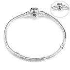 Luxury Modern High Quality Authentic Silver Color Snake Chain Fine Bracelet Fit European Charm Bracelet for Women With Heart and Star - SJB-DIAMOND ELITES