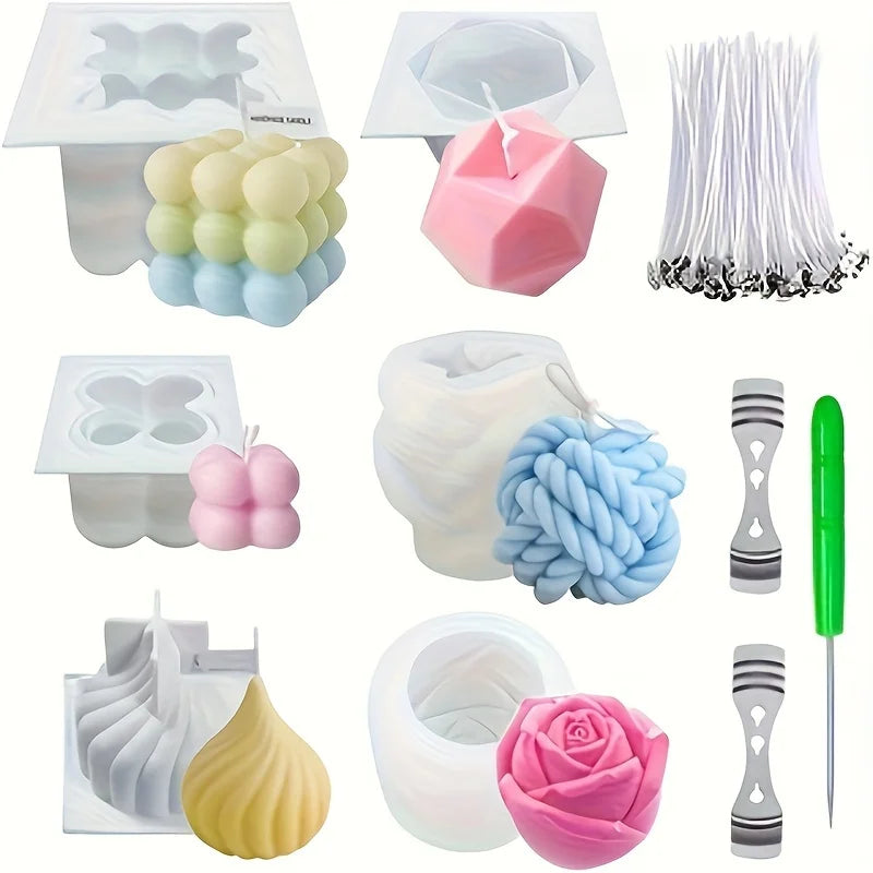 6-piece Candle Making Silicone Mold Set, Diy Accessories, Resin Art Scented Candle Mold, Home Decoration Lootquake LLC