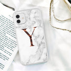 White A-Z Marble Texture Phone Cover For Iphone 12 Mini Soft Silicone Back Case Solid Name Phone Case Luxury Screen Camera Protection Shockproof Soft Cover Stevvex
