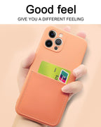 Simple Wallet Case For iphone Silicone Case For iphone 13 12 11 Pro Max Mini With Card Holder Cover Classic Silicone Full Protection Anti-Scratch Shockproof Case Stevvex