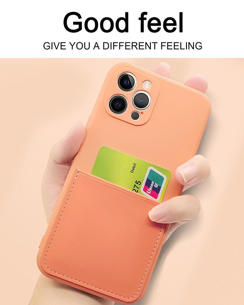 Simple Wallet Case For iphone Silicone Case For iphone 13 12 11 Pro Max Mini With Card Holder Cover Classic Silicone Full Protection Anti-Scratch Shockproof Case Stevvex