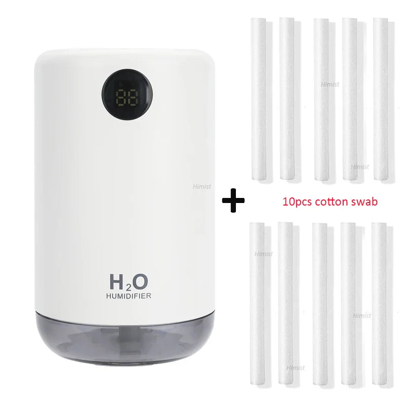 Home Table Wireless Ultrasonic Air Humidifier, Portable Mini Aroma Water Mist Diffuser, Battery Life Show, 500ml, 2000mAh Lootquake LLC