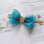 Luxury Modern Pearl Handmade Baby Girls Bowknot Crown Headband Lace Elastic Hair Band Bow For Girls Baby