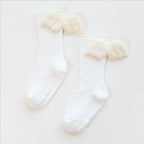 Luxury Modern Socks Baby Girls Knee High Socks With Angel wing  Summer Autumn Cotton Socks Solid Candy Color Toddler For Kids