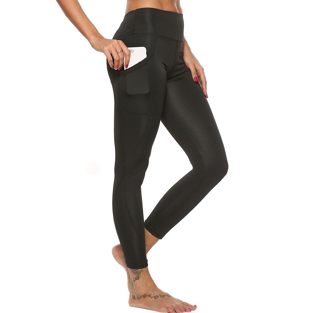 Casual Women's Yoga Pants Gym Fitness Sports Cropped Leggings Pocket Slim Pants Female Solid Color Women's Seamless Scrunch Legging Workout Leggings For Women Lift Tight Gym Yoga Home Pants Stevvex