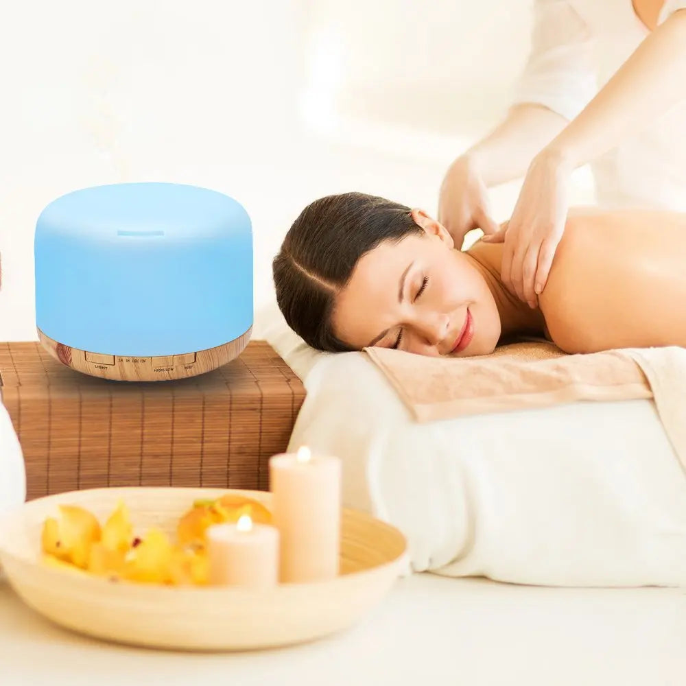 300 500ML Air Humidifier With Remote Control Colorful Non-printed Ultrasound Aroma Diffuser Pure White Dark Light Wood Grain Lootquake LLC