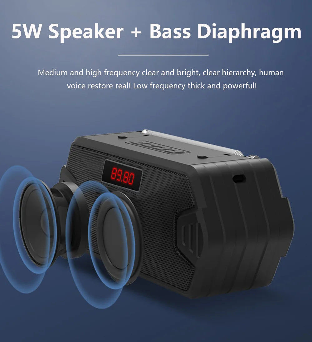 Portable Bluetooth Speaker Wireless Music Box With FM Radio Outdoor Subwoofer Loudspeaker Support TF Card USB Play FM Receiver Lootquake LLC
