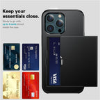 Men Luxury Wallet Card Holder Slot Phone Case For iPhone 13 Pro 12 Pro Max Business Phone Card Holder Bumper Cover Storage Case Compatible With iPhone Stevvex