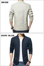 Luxury Black Mens Jacket Fashion Jacket Men Slim Fit Business Casual Male Jackets Warm Outdoor Men's Lightweight Cotton Jacket Elegant Slim Men Solid Color Clothing Stevvex