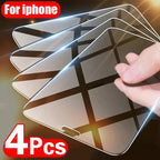 4PCS Tempered Glass for iPhone 11 12 13 14 Pro XR X XS Max Screen Protector on for iPhone 12 Pro Max Mini 7 8 6 6S Plus SE Glass Tempered Glass Easy Frame Installation HD Ultra-Thin Screen Protector Stevvex