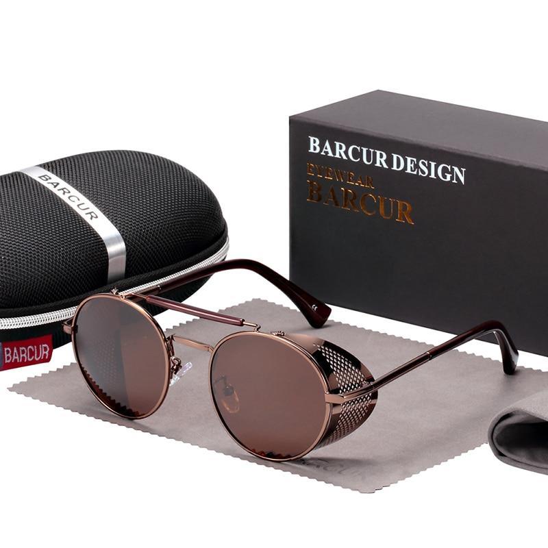 Luxury Round Metal Polarized Steampunk Round Sunglasses Retro sun glasses Glasses Vintage Style For Men and Women With UV400 Protection - SJB-DIAMOND ELITES