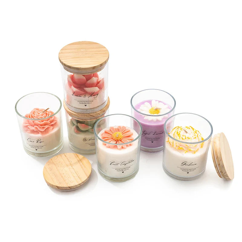 AIKUN Long-Lasting Aromatherapy Soy Wax Daisy Glass Jar Scented Candle with Essential Oils for Home Decor Gift Set Lootquake LLC