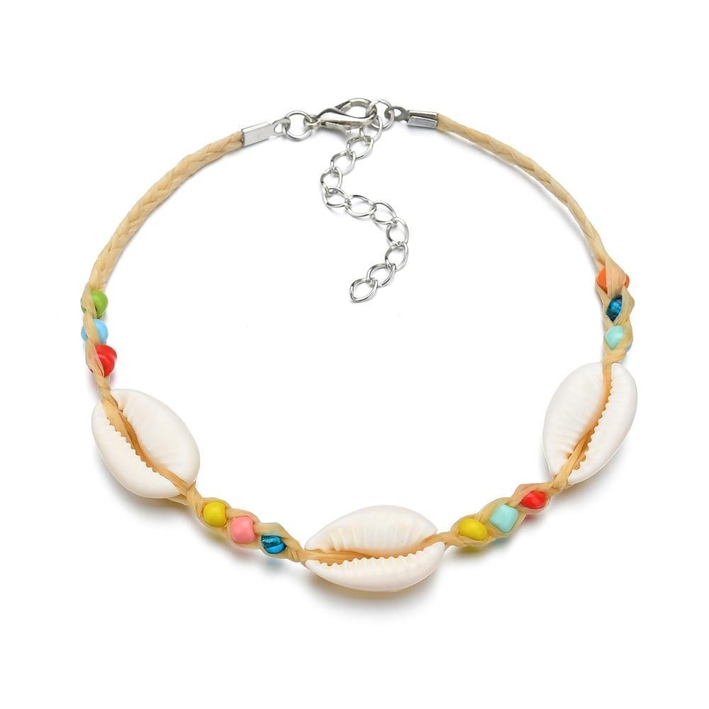 Gold Metal Shell Coconut Tree Female Anklets Barefoot Sandals Foot Summer Double Layers  Foot  Bracelets Leg Jewelry - SJB-DIAMOND ELITES