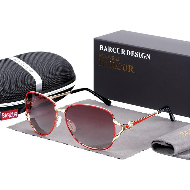 Elegant Women Gradient Luxury Polarized Sunglasses Luxury Round Eyewear With Metal High Quality Frame  lunette de soile - SJB-DIAMOND ELITES