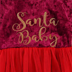 0-18 Months Baby Girls Red Long Sleeve Letters Printed Pattern Christmas Party Dress Perfect Gift
