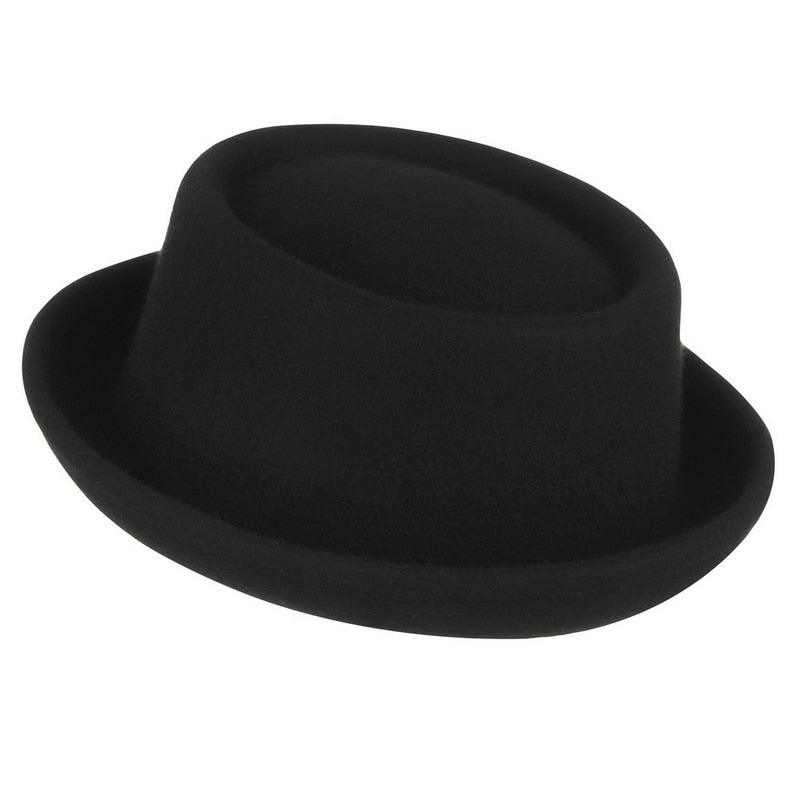 Unisex White Classic Wool Soft Hat Simple Black Fedora For Men Women Pork Pie Hat Comfortable Soft Porkpie Hats Flat Top Men's Fedora Autumn Winter Warm Hat Dress Hats Stevvex