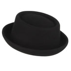 Unisex White Classic Wool Soft Hat Simple Black Fedora For Men Women Pork Pie Hat Comfortable Soft Porkpie Hats Flat Top Men's Fedora Autumn Winter Warm Hat Dress Hats Stevvex
