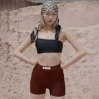Summer White Letter Embroidery Biker Shorts Women Ribber Knit Black High Waist Casual Streetwear Shorts