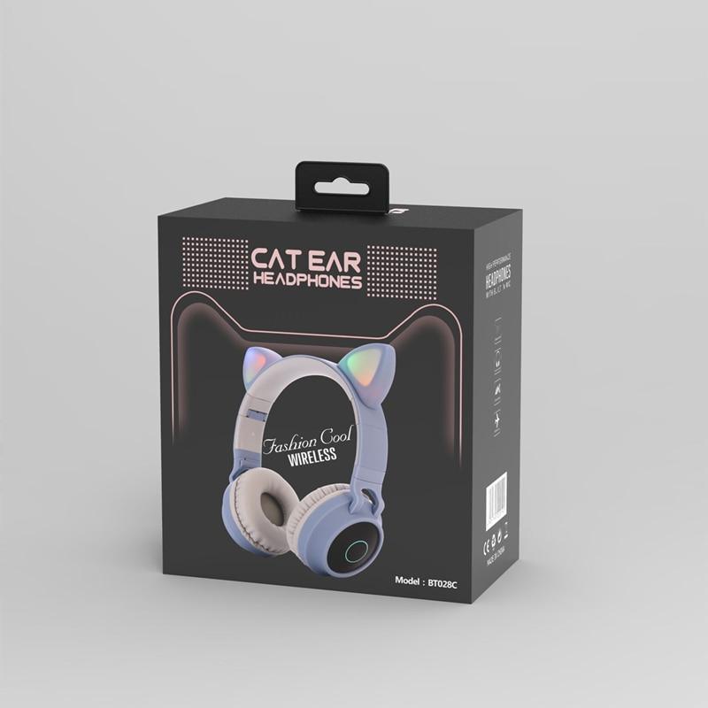 STEVVEX New Luxury Interesting LED Cat Ear Noise Cancelling Headphones Bluetooth 5.0  For Young People and  Kids Headset Support TF Card 3.5mm Plug With Mic - SJB-DIAMOND ELITES