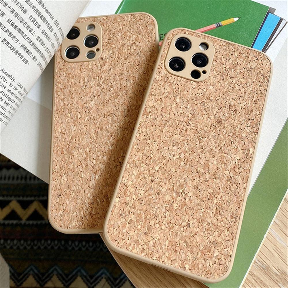 Simple Wood Compress Sawdust Phone Case For iPhone 14 13 Pro Max 12 11 X XR XS 6 7 8 Plus Solid Shockproof Breathable Cover Ultra Thin Full Body Dustproof Anti Fingerprint Scratch-Resistant Case iPhone Stevvex