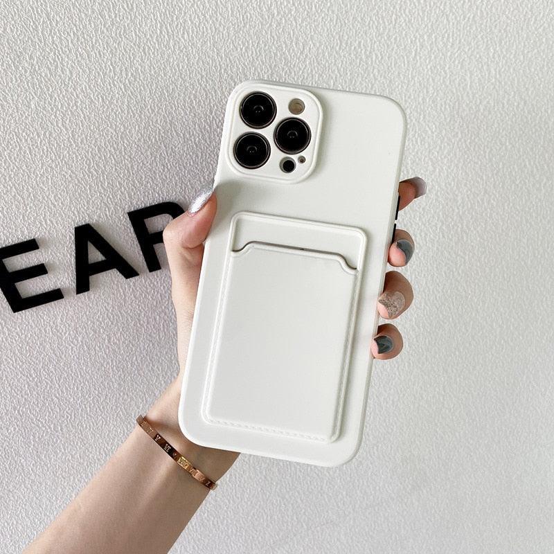 Soft Silicone Phone Case For iPhone 14 13 Pro Max 13Pro Silicone Soft Mobile Phone Case Wallet Card Holder Cover Slim Fit Thin Protective Soft Shock-Absorbing Wallet Case Stevvex
