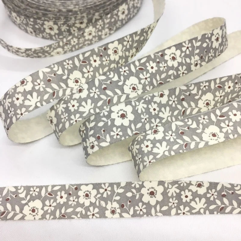5Y 1.5cm/2.5cm Flowers Printed Cotton Floral Ribbon For Handmade DIY Craft Scrapbook Gift Packing Easter Wedding Christmas Deco Lootquake LLC