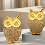 Modern Home Decor Sculpture Unique Sparkling Golden Owl Figurine Resin Statue for Office Living Room Desktop Ornaments Lootquake LLC