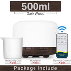 300 500ML Air Humidifier With Remote Control Colorful Non-printed Ultrasound Aroma Diffuser Pure White Dark Light Wood Grain Lootquake LLC