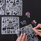 5Pcs/Set Children's Ruler Cutout Painting Template Hand Account Album Theme Lace Ruler Drawing Board Stencil Decoration Tools For Kids Drawing Education Toy - SJB-DIAMOND ELITES