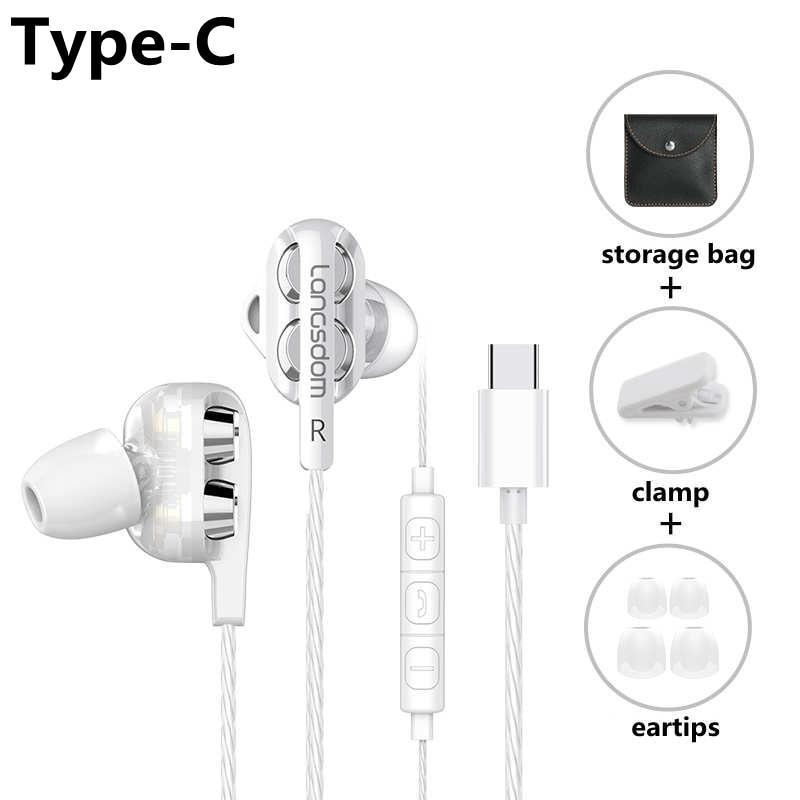 STEVVEX Wired Earphone Headphones with Microphone Dual Driver Phone Earphones Type C Ear phones - SJB-DIAMOND ELITES