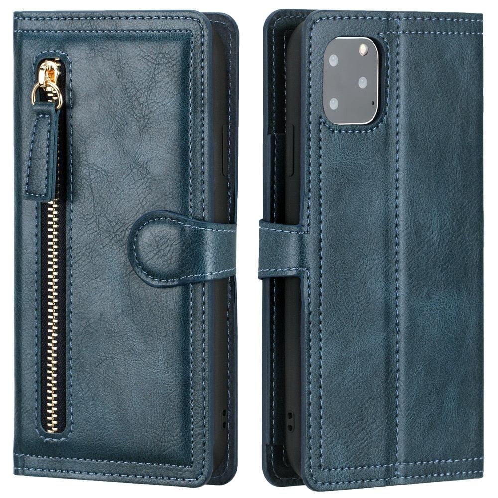 Luxury Leather Flip Wallet Case For iPhone 14 13 Pro MAX 11 12 Mini X XS XR Card Holder Stand Cover Shockproof PU Leather Wallet Card Holder Slots Cover Iphone Phone Case With Magnetic Buckle Stevvex