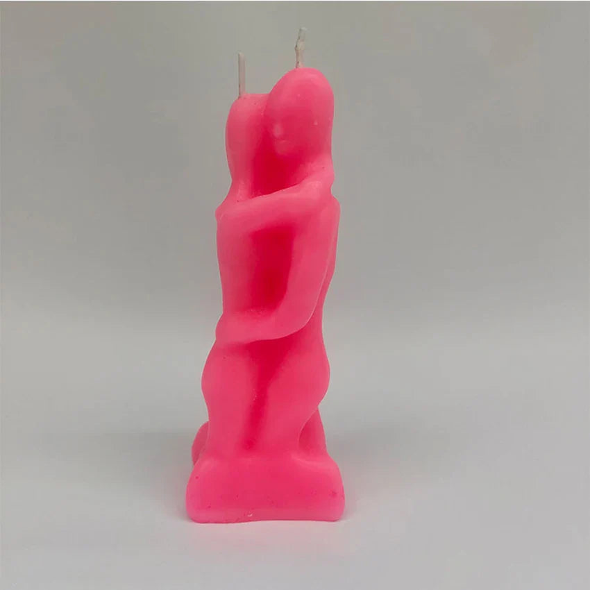 Male And Female Couple Embracing Candles Decoration Lovers Couple Candle Love Ritual Fall In Love With Me Spell, Red, Pink Lootquake LLC