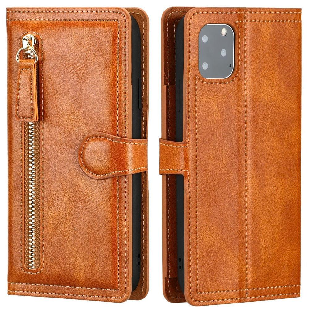 Luxury Leather Flip Wallet Case For iPhone 14 13 Pro MAX 11 12 Mini X XS XR Card Holder Stand Cover Shockproof PU Leather Wallet Card Holder Slots Cover Iphone Phone Case With Magnetic Buckle Stevvex