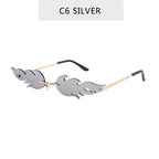 NEW 2021 Fashion Fire Flame Sunglasses For Women With Brand Design Rimless Wave Eyewear Luxury Trending Narrow Style - SJB-DIAMOND ELITES