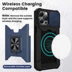 Slide Camera Cover Kickstand Card Wallet Case for iPhone11 X XS 8  Shockproof Protective Phone Case  Wallet Case for iPhone With Sliding Camera Case With Kickstand Magnetic Adjustable Ring Holder Stevvex